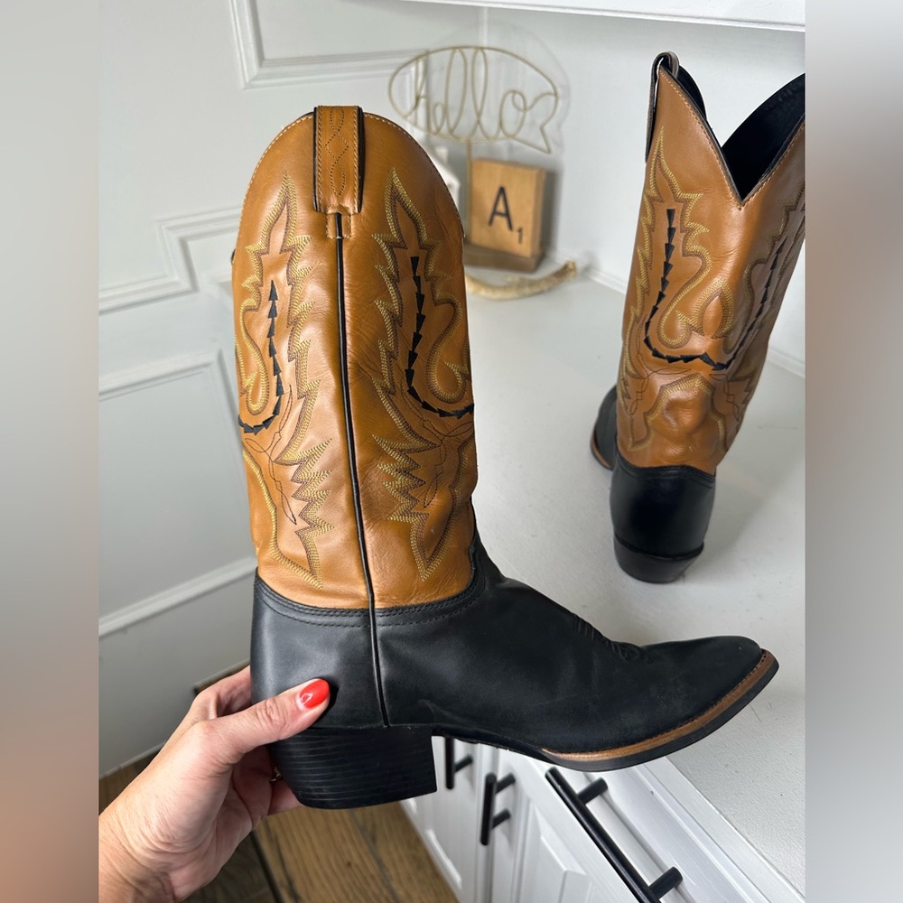 Justin Flame Embroidered Women’s Two-Tone Western Cowboy Boots – Size 10B - Picture 6 of 8